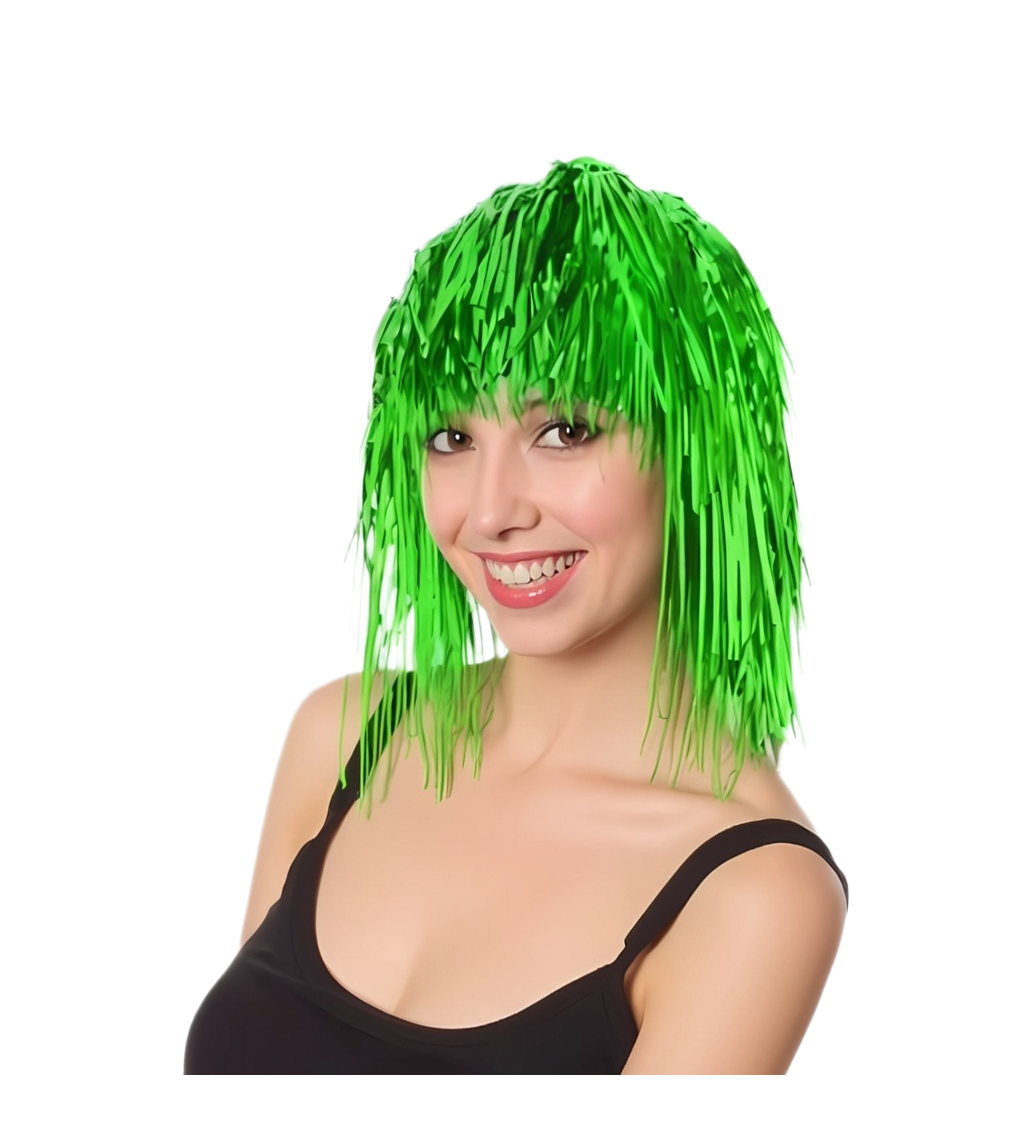 Metalicky zelená dámska parochňa