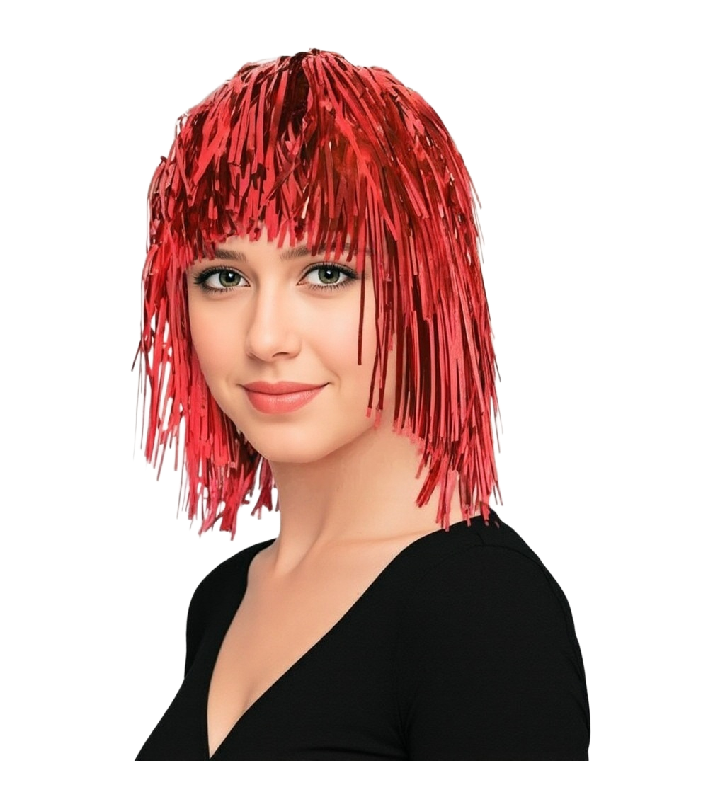 Metalicky červená dámska parochňa