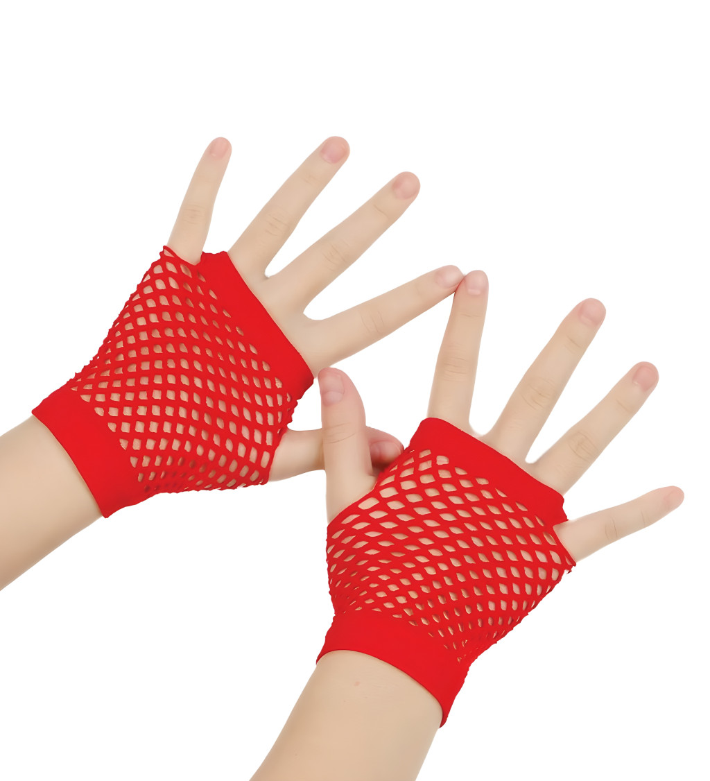Krátke červené sieťované rukavice