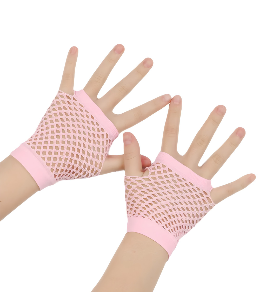 Krátke ružové sieťované rukavice