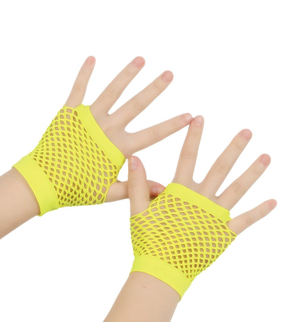 Krátke žlté sieťované rukavice