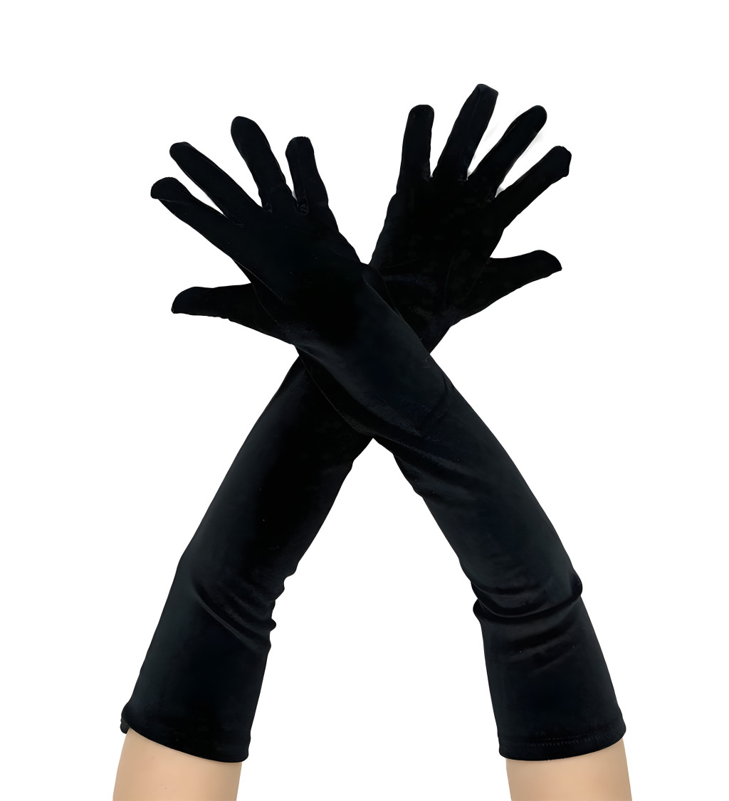 Čierne dlhé zamatové rukavice