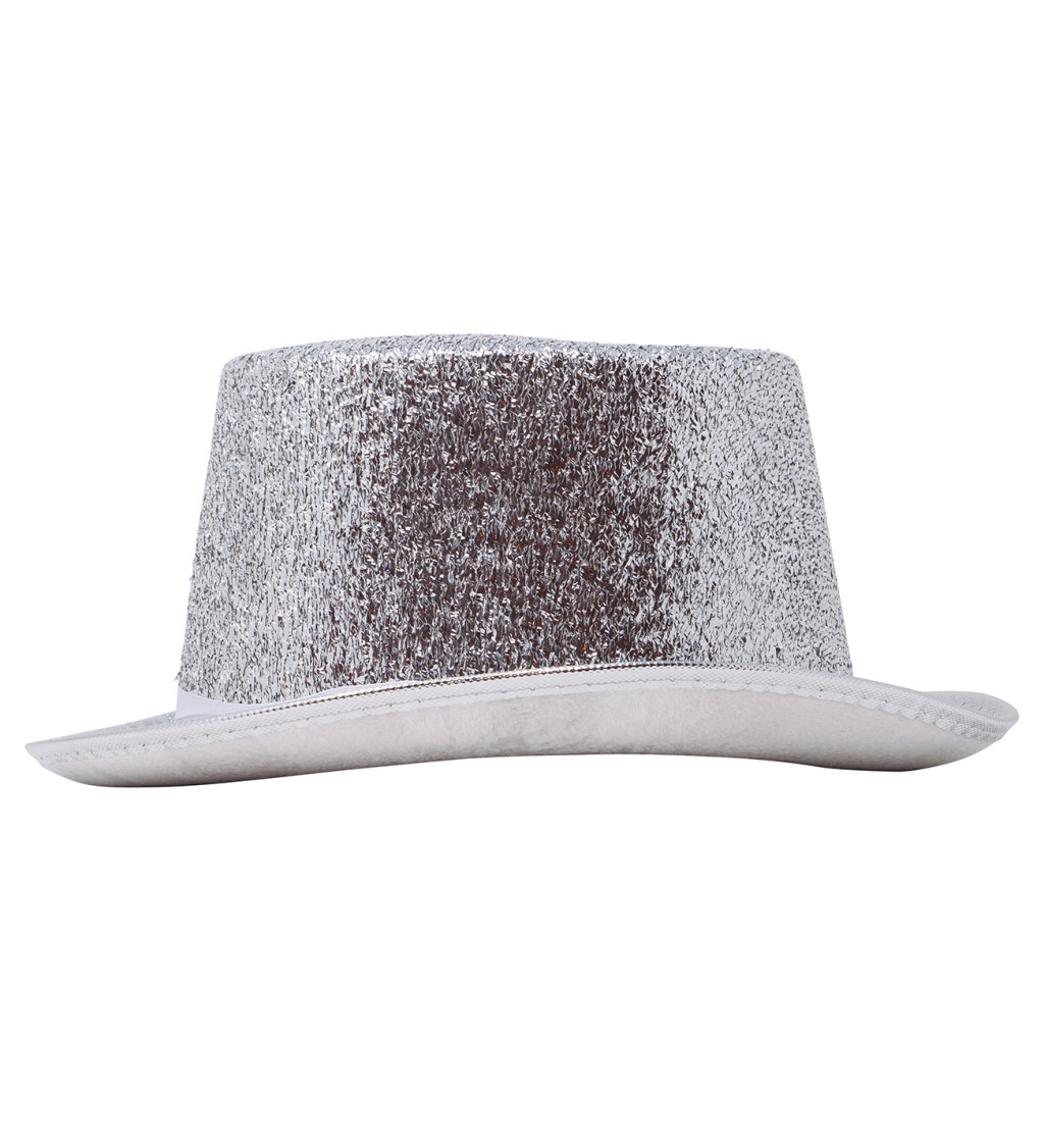 Štýlový strieborný cylinder na párty