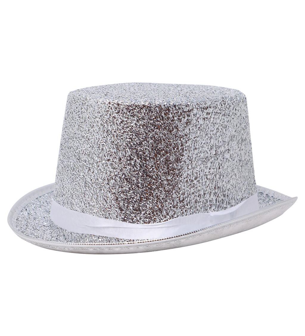 Štýlový strieborný cylinder na párty