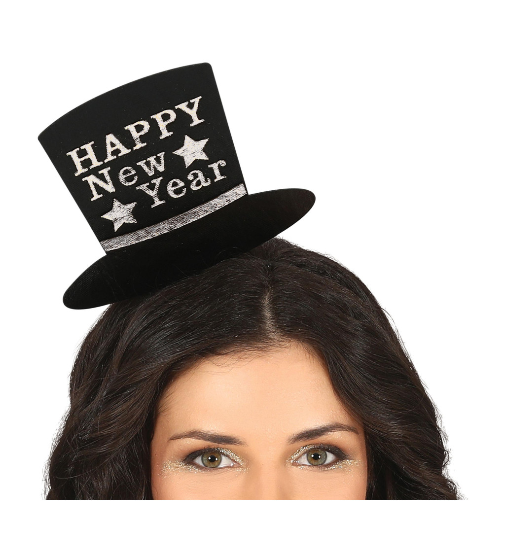 Strieborná party čelenka Happy New Year