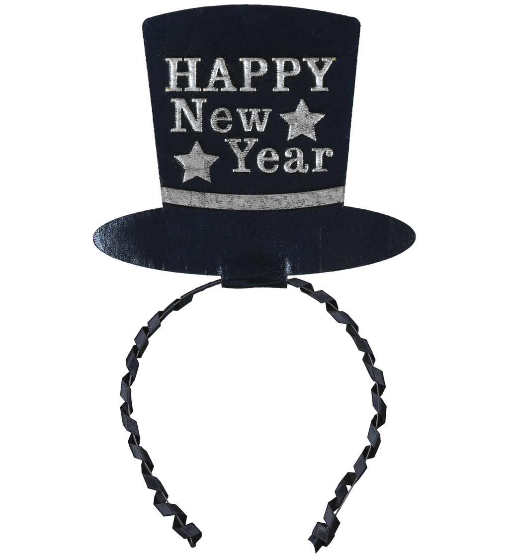 Strieborná party čelenka Happy New Year