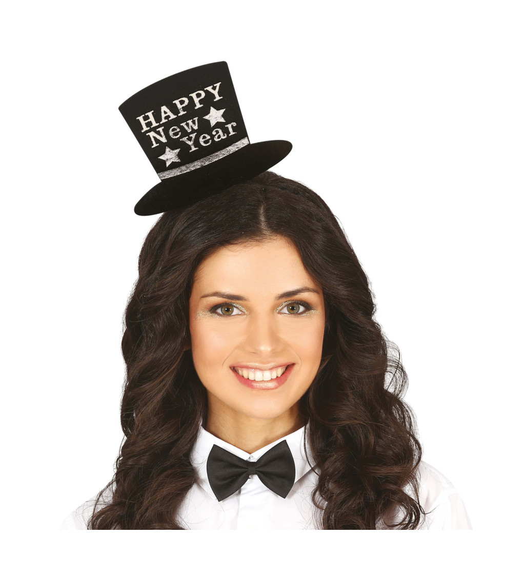 Strieborná party čelenka Happy New Year