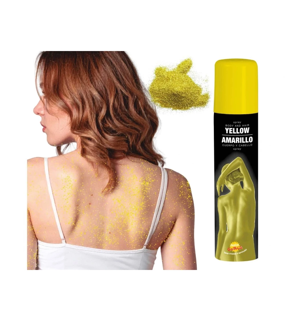 Farebný sprej na telo a vlasy - žltý