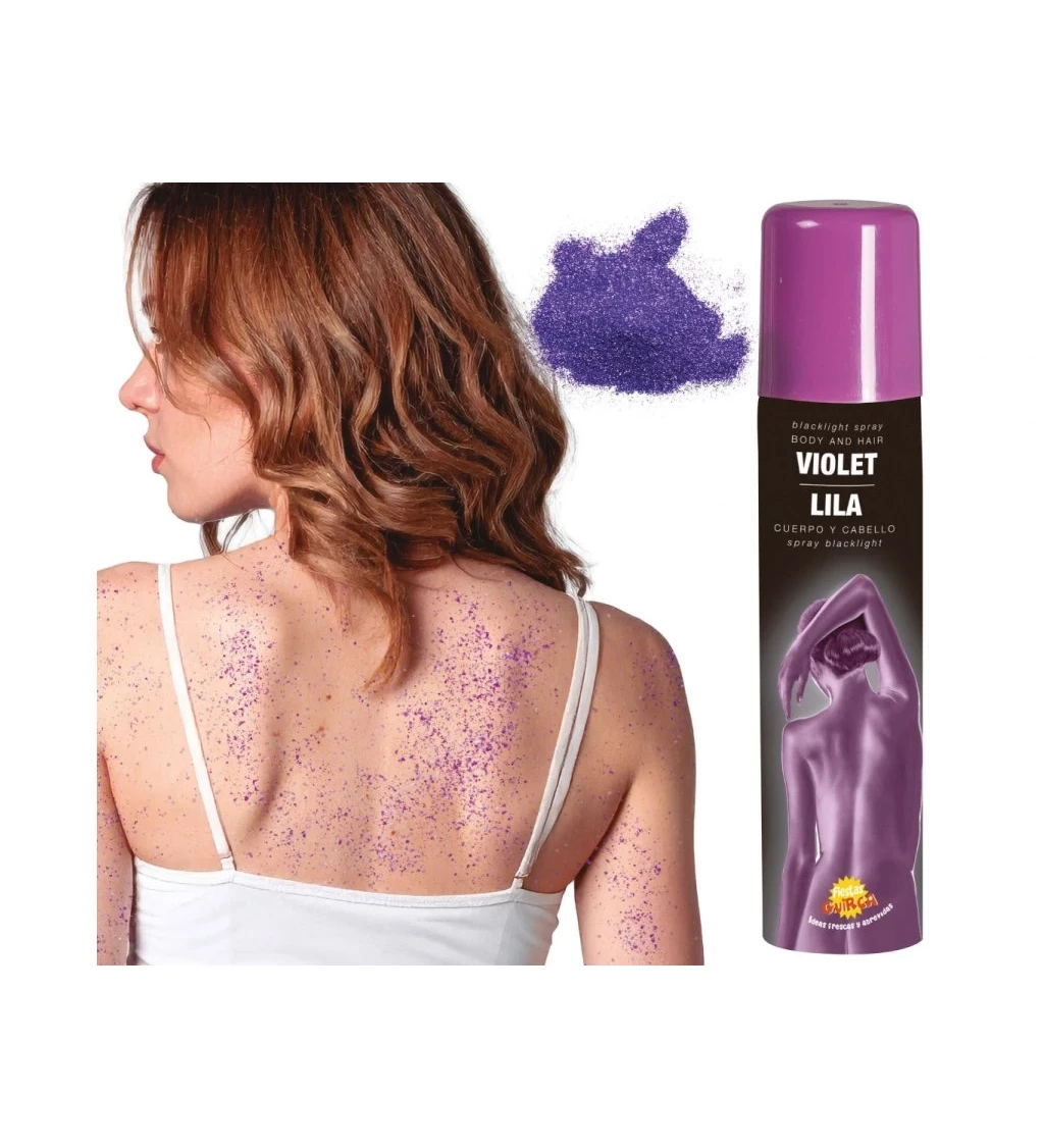 Farebný sprej na telo a vlasy - fialový