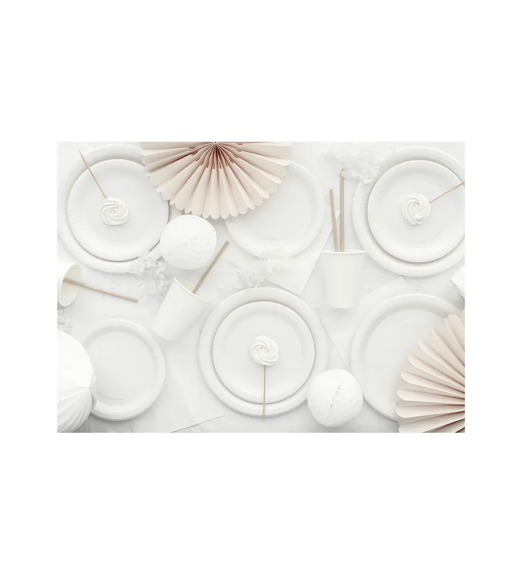 Biele tanieriky - 6 ks