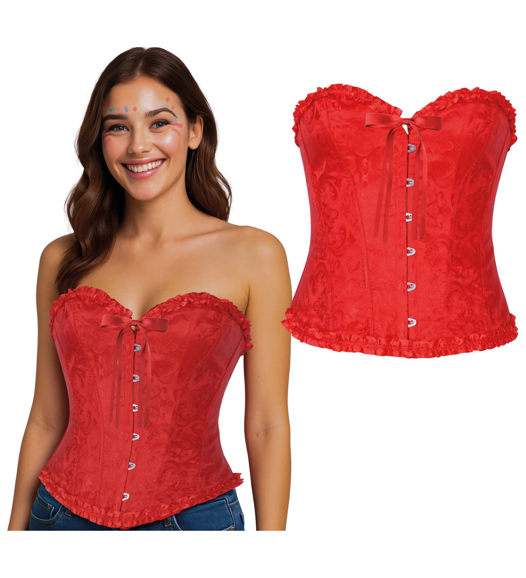 Korzet červený s čipkou