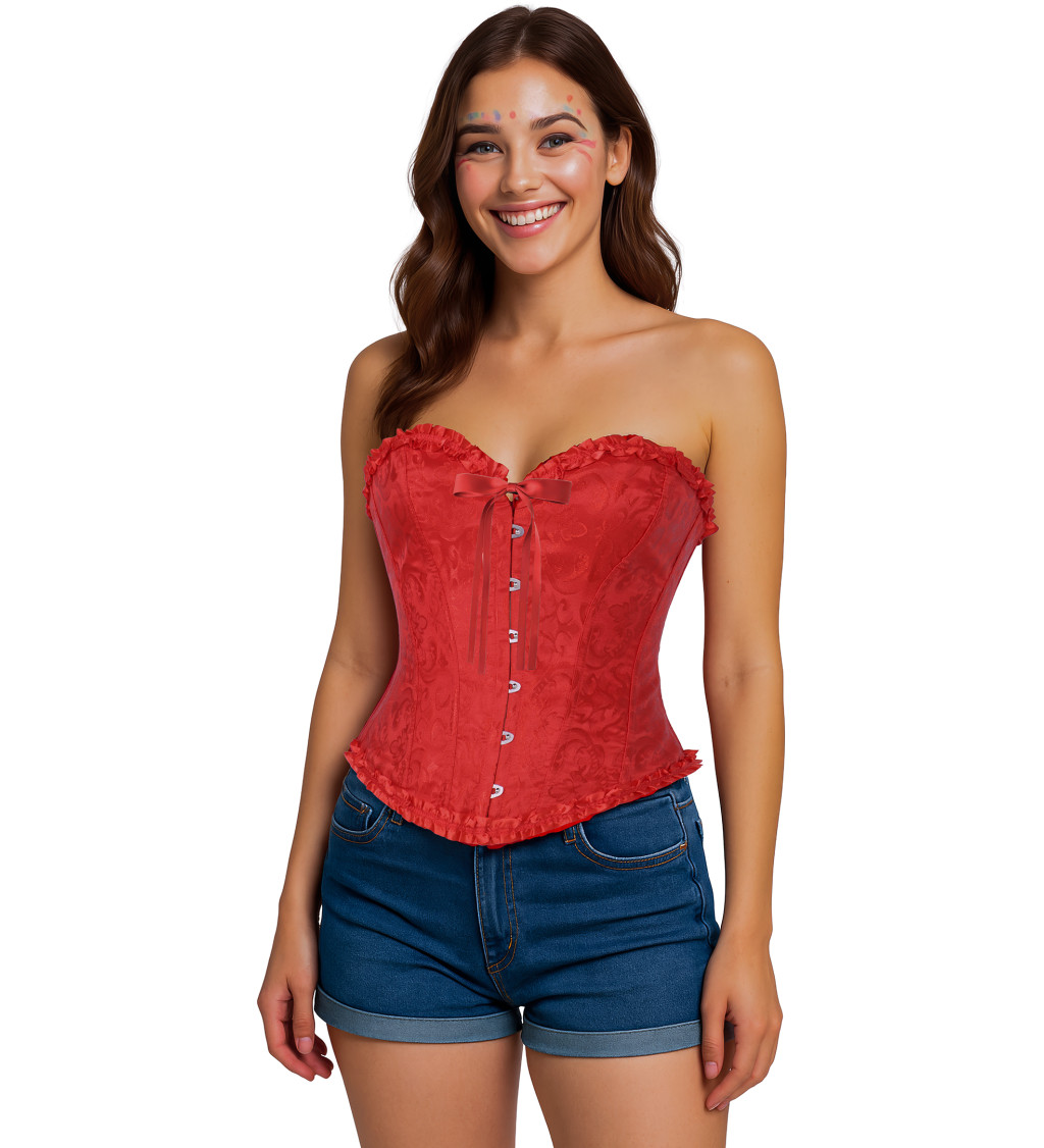 Korzet červený s čipkou