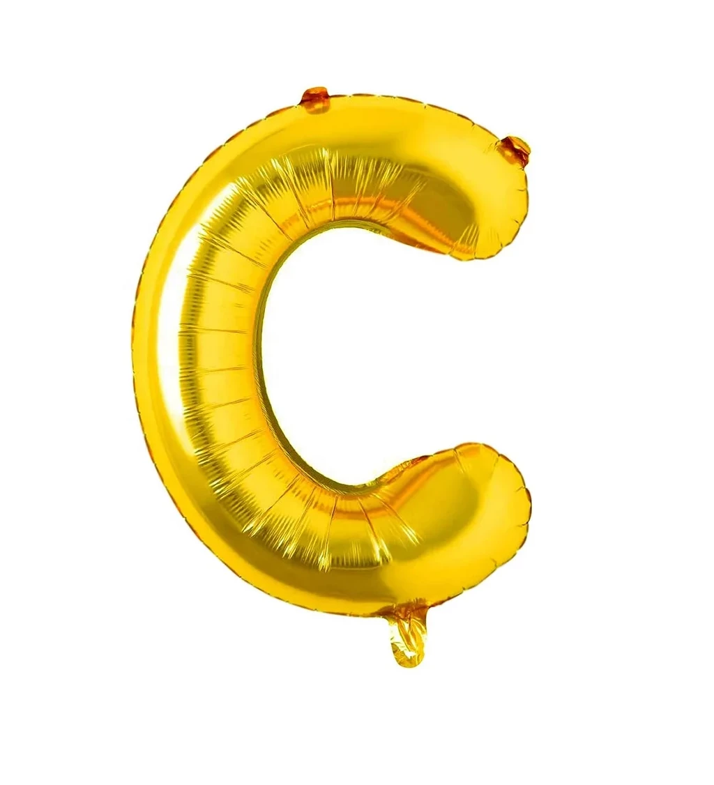 Zlatý fóliový balónik: písmeno C 80 cm