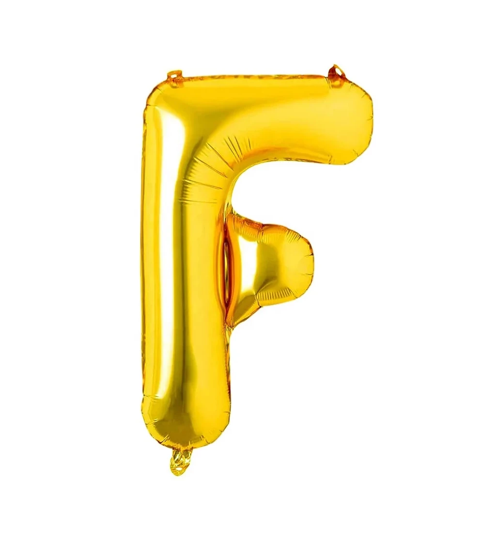 Zlatý fóliový balónik: písmeno F 80 cm
