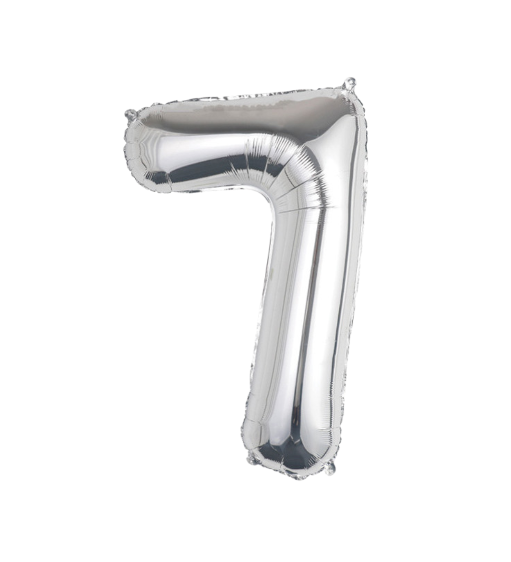 Fóliový balónik - číslo 7 strieborné, 89 cm