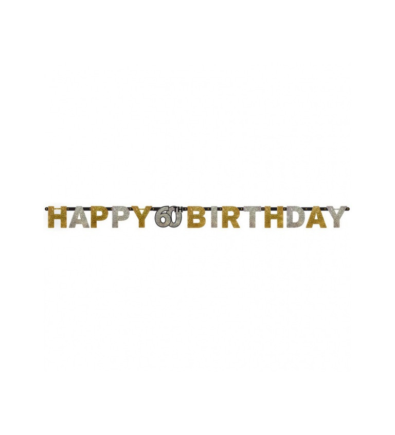 Zlatý nápis Happy Birthday 60 rokov