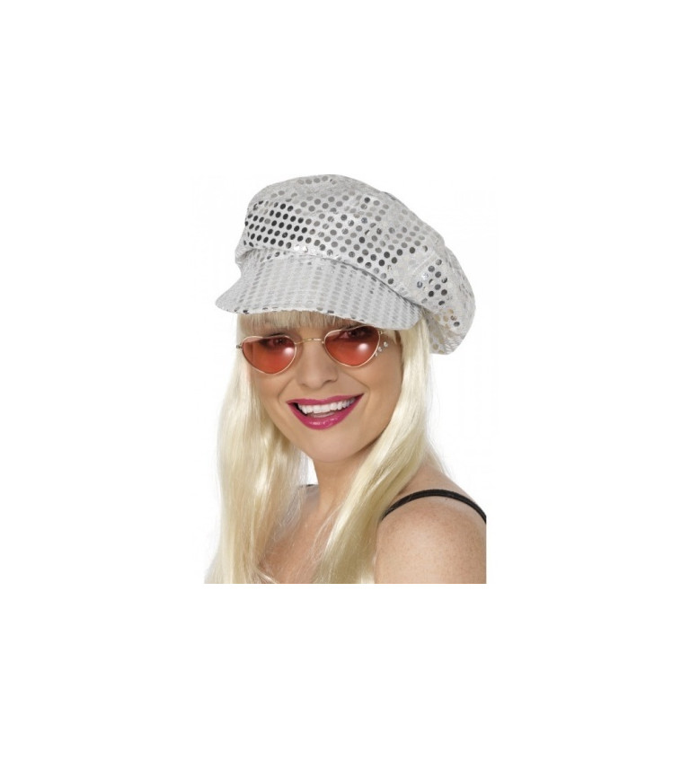 Šiltovka s flitrami - strieborná