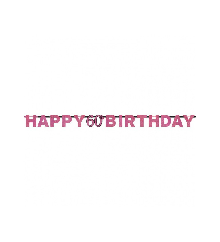 Ružový nápis Happy Birthday 60 rokov