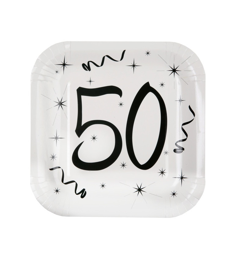 Bielo - čierny tanierik 50 sada