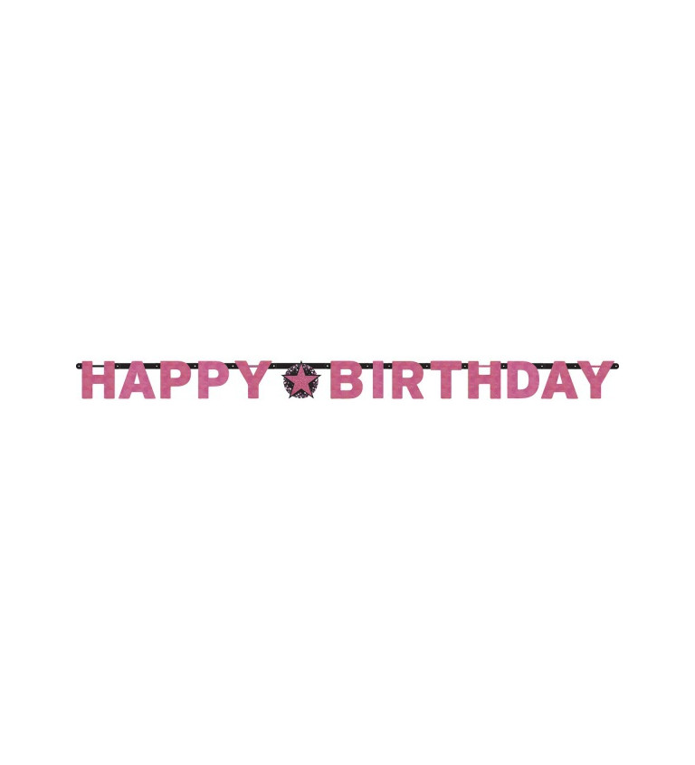Ružová girlanda s nápisom Happy Birthday