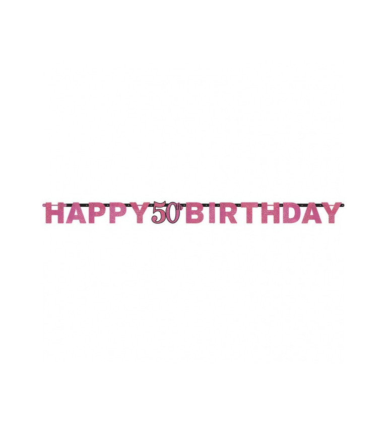 Ružový nápis Happy Birthday 50 rokov