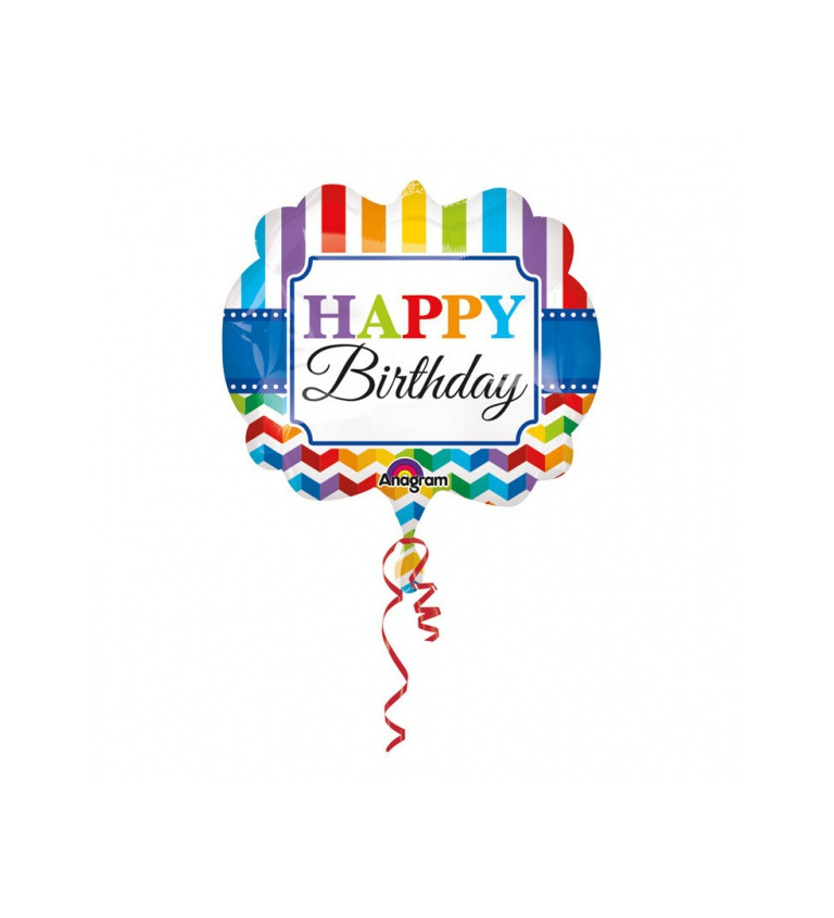 Fóliový balónik s vlnkami Happy Birthday