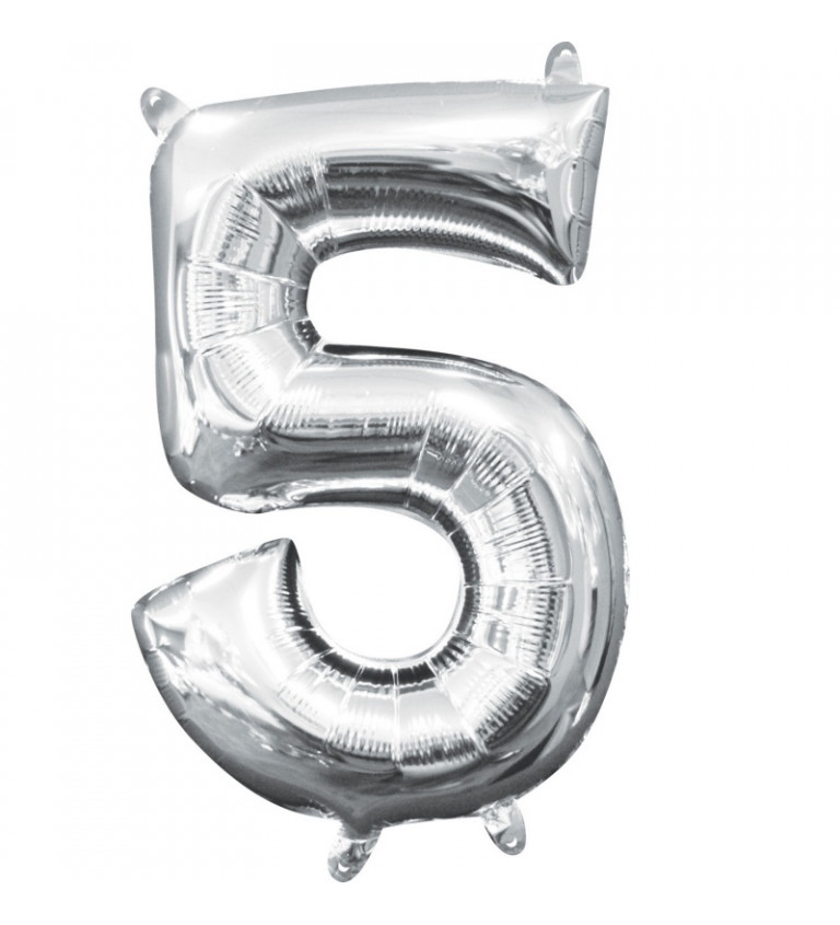 Strieborný mini fóliový balónik - číslo 5