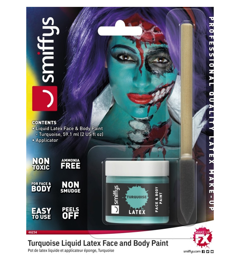 Tekutý latex na kožu - tyrkysová farba