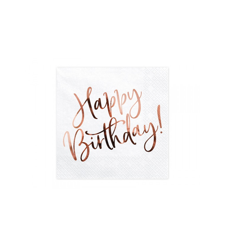 Biele servítky Happy Birthday