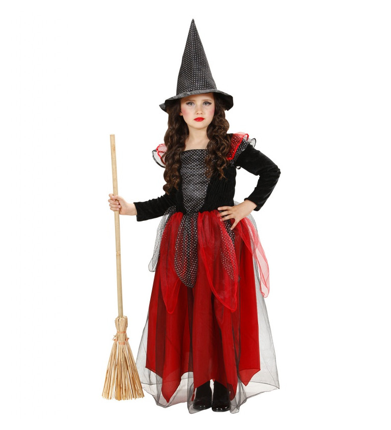 Detský kostým na halloween - Malá čarodejnica - červená