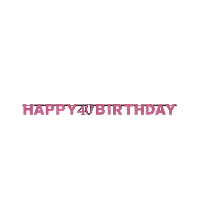 Ružový nápis Happy Birthday 40 rokov
