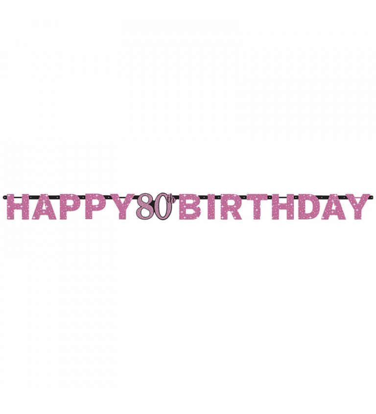 Ružová girlanda Happy Birthday 70