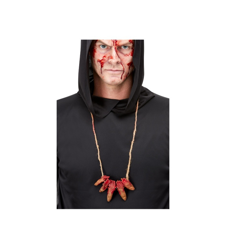 Halloweenský náhrdelník s krvavými prstami