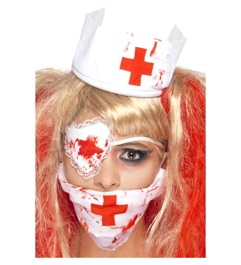 Halloweenský doplnok - Zombie zdravotná sestra s rúškom