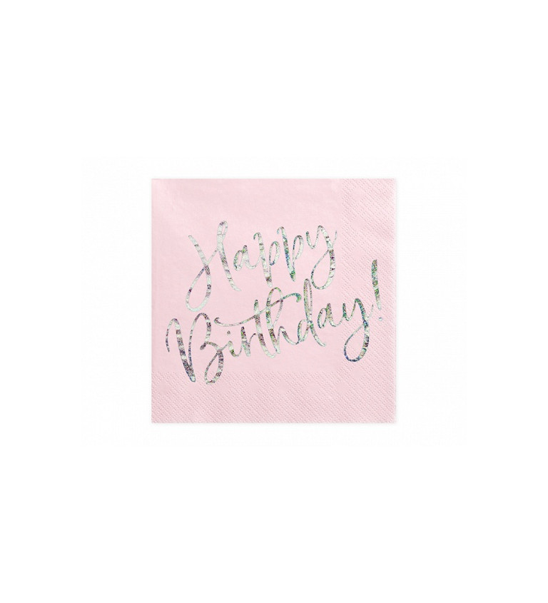 Svetlo ružové obrúsky - Happy Birthday