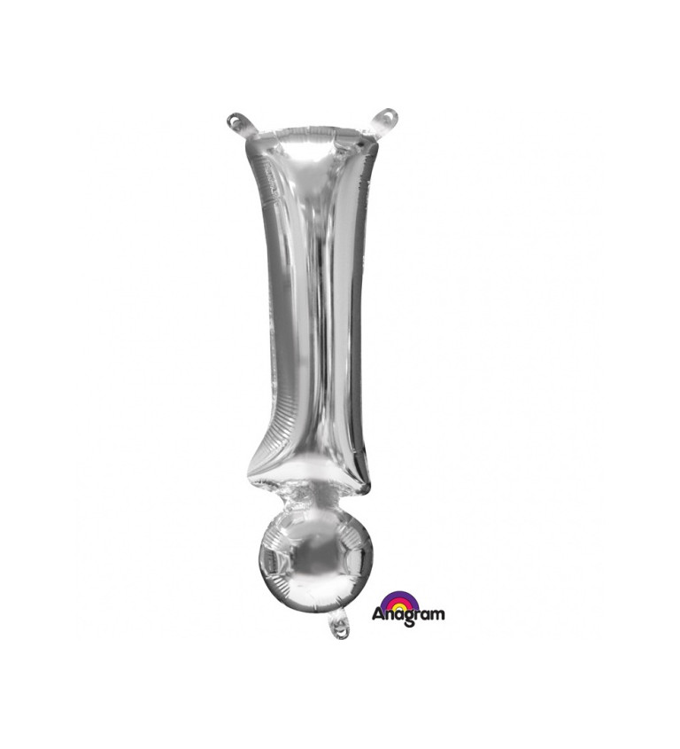Strieborný mini fóliový balónik - znak !
