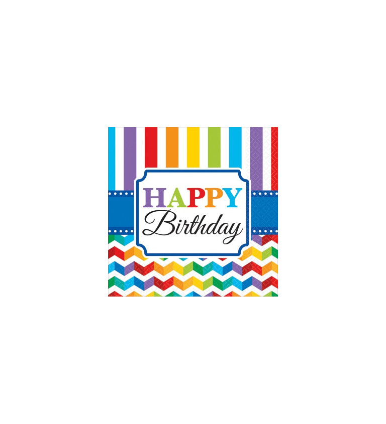 Servítky Happy Birthday - farebné