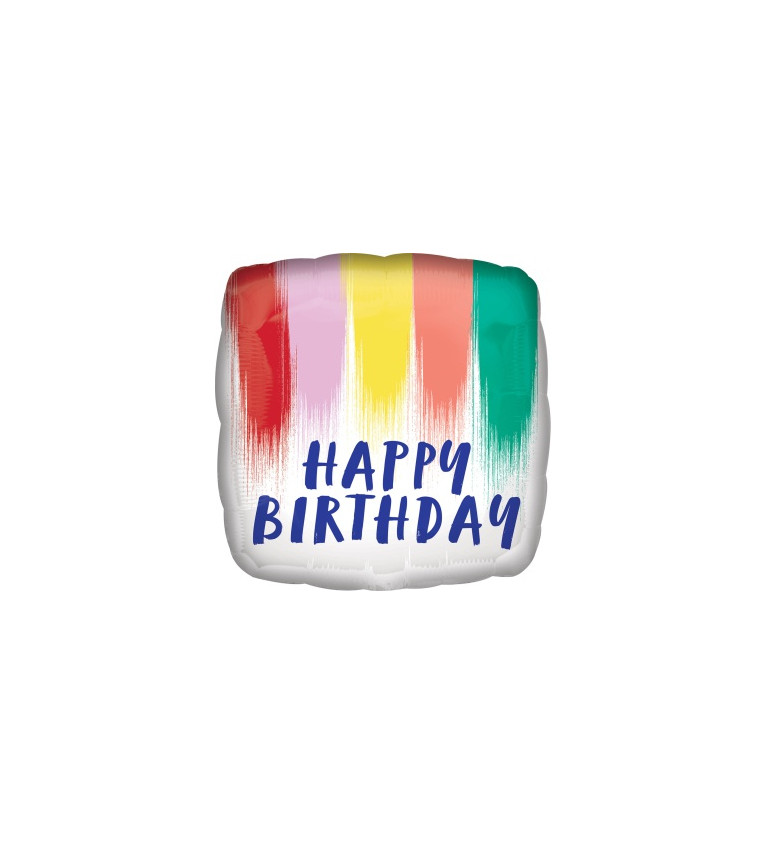 Fóliový balónek Happy Birthday farebný