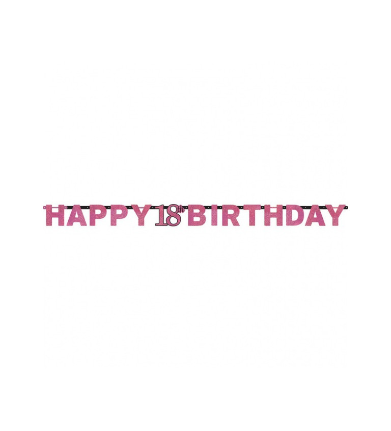 Ružový nápis Happy Birthday 18 rokov