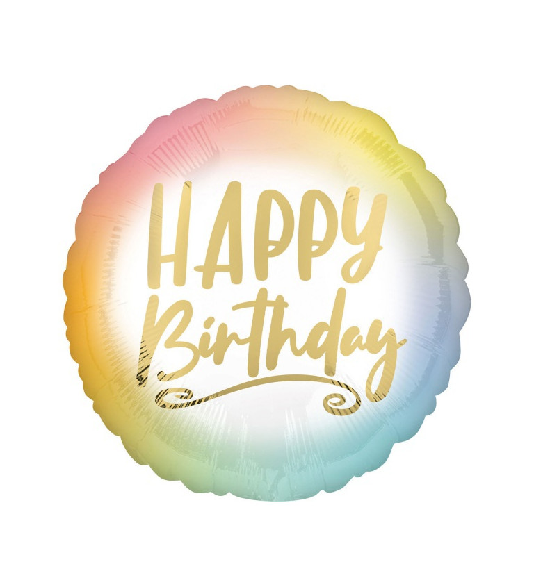 Fóliový balónek Happy Birthday dúhový