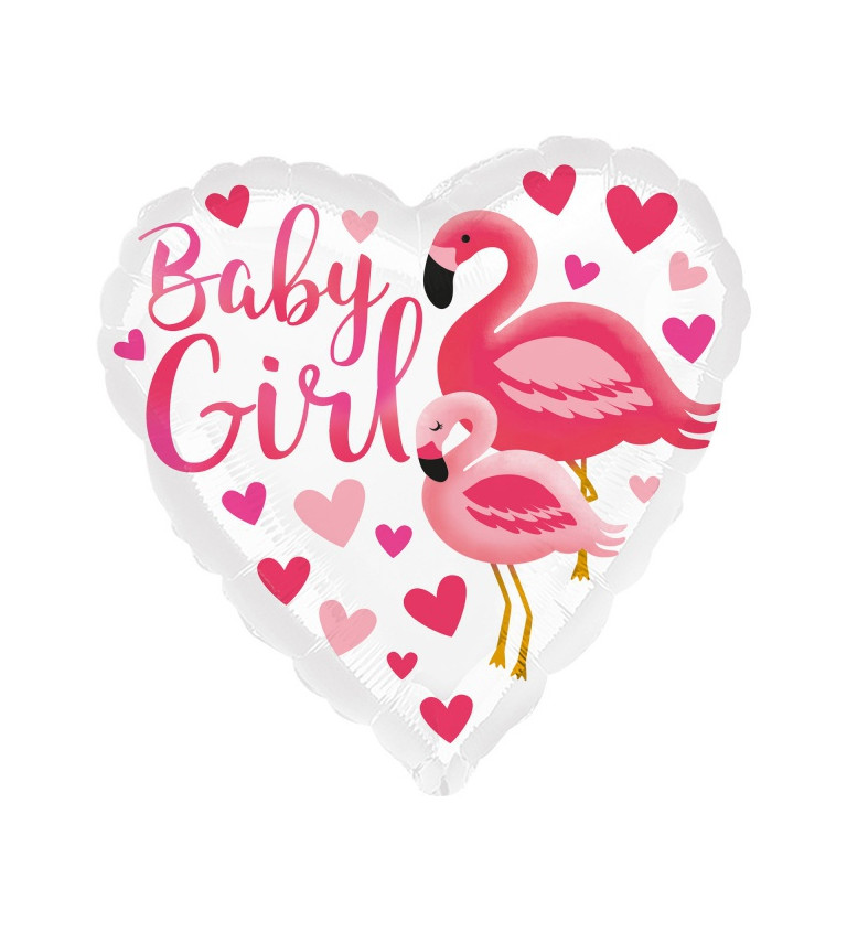 Fóliový balónik Baby Girl plameňák