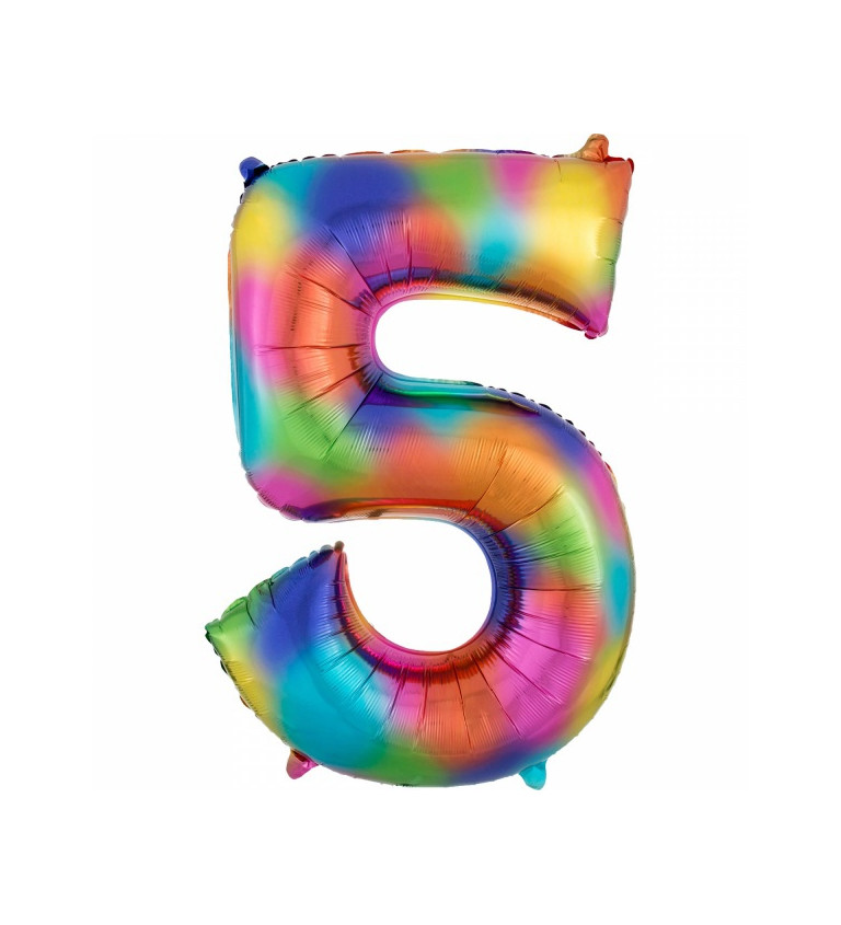 Dúhový fóliový balónik číslo 5