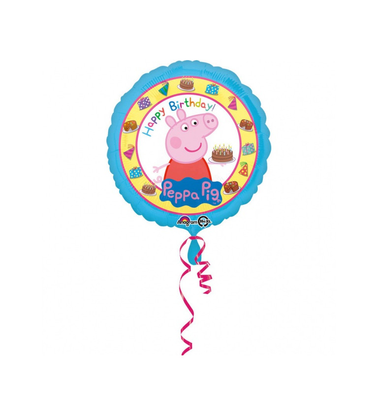 Fóliový balónek Happy Birthday Peppa Pig svetlomodrý