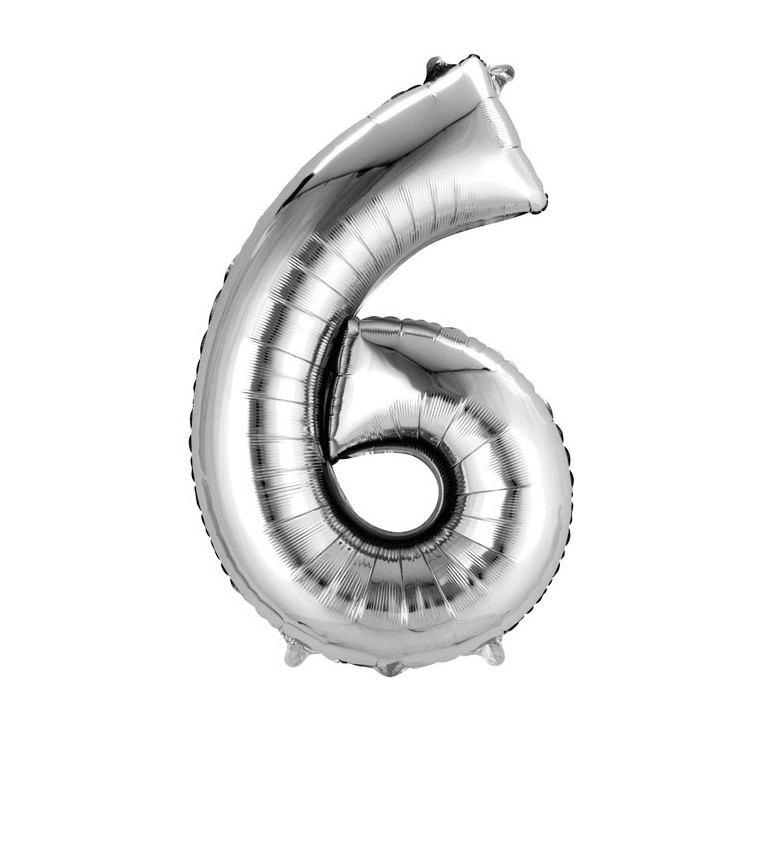 Strieborný veľký fóliový balón - číslo 6