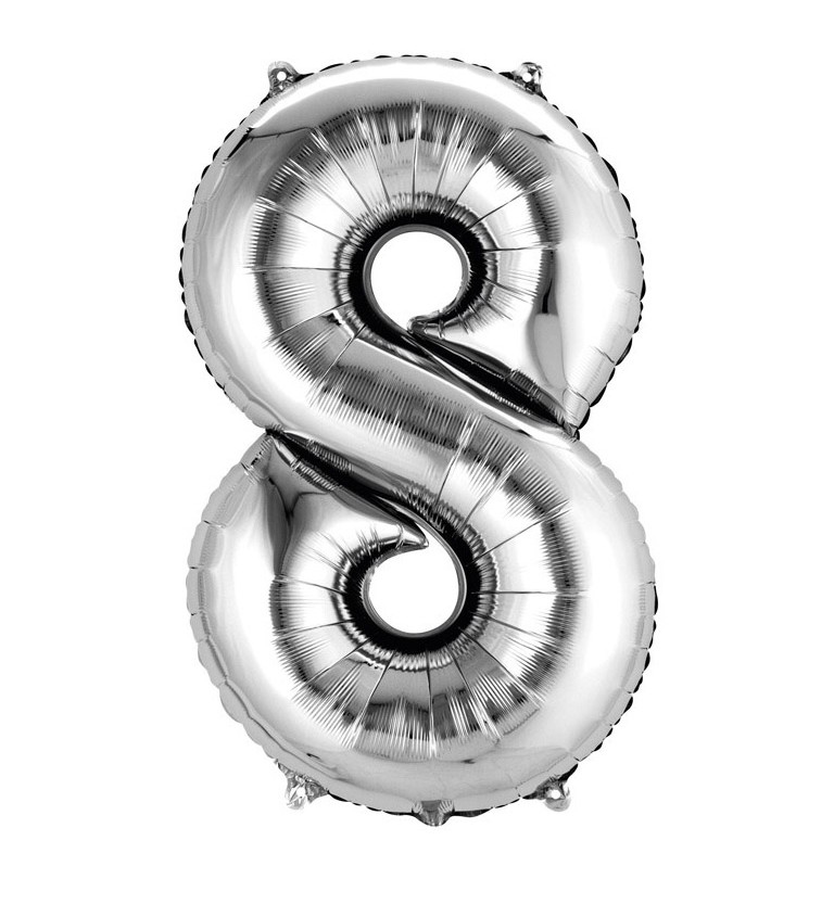 Strieborný veľký fóliový balón - číslo 8