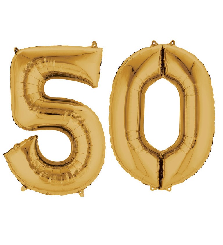 Fóliový balónik - zlaté číslo 50