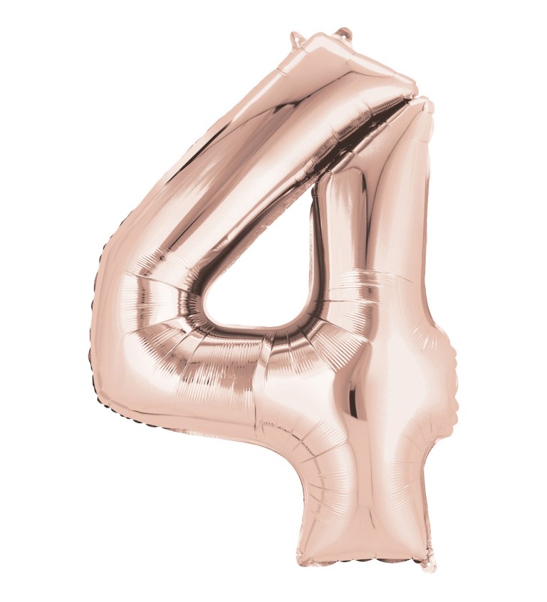 Ružovo-zlatý fóliový balónik - číslo 4