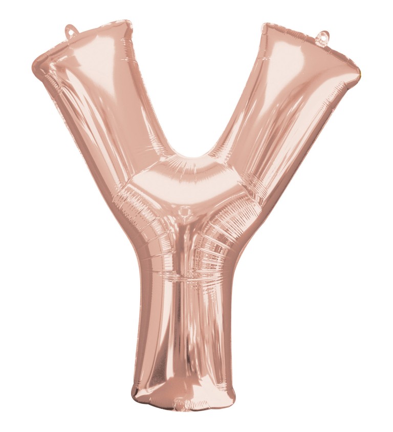 Fóliový balónik písmeno Y, ružovo-zlatý, 86cm