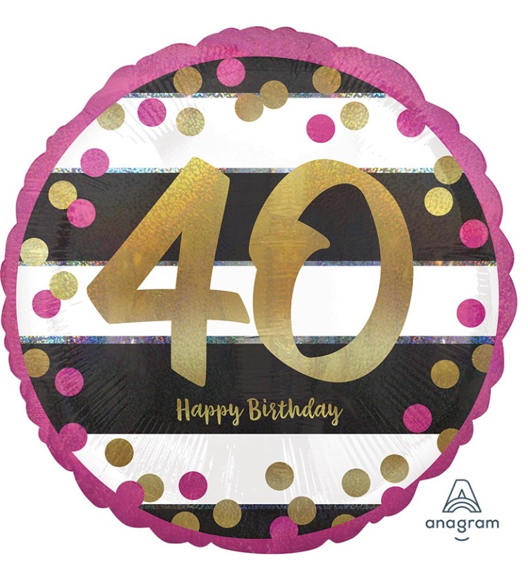 Okrúhly fóliový balónik 40 - ružovo-zlatý