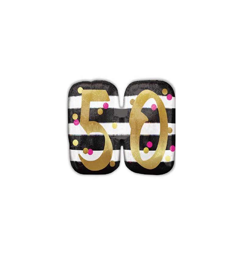 Pruhovaný fóliový balónik 50 čierno-biely